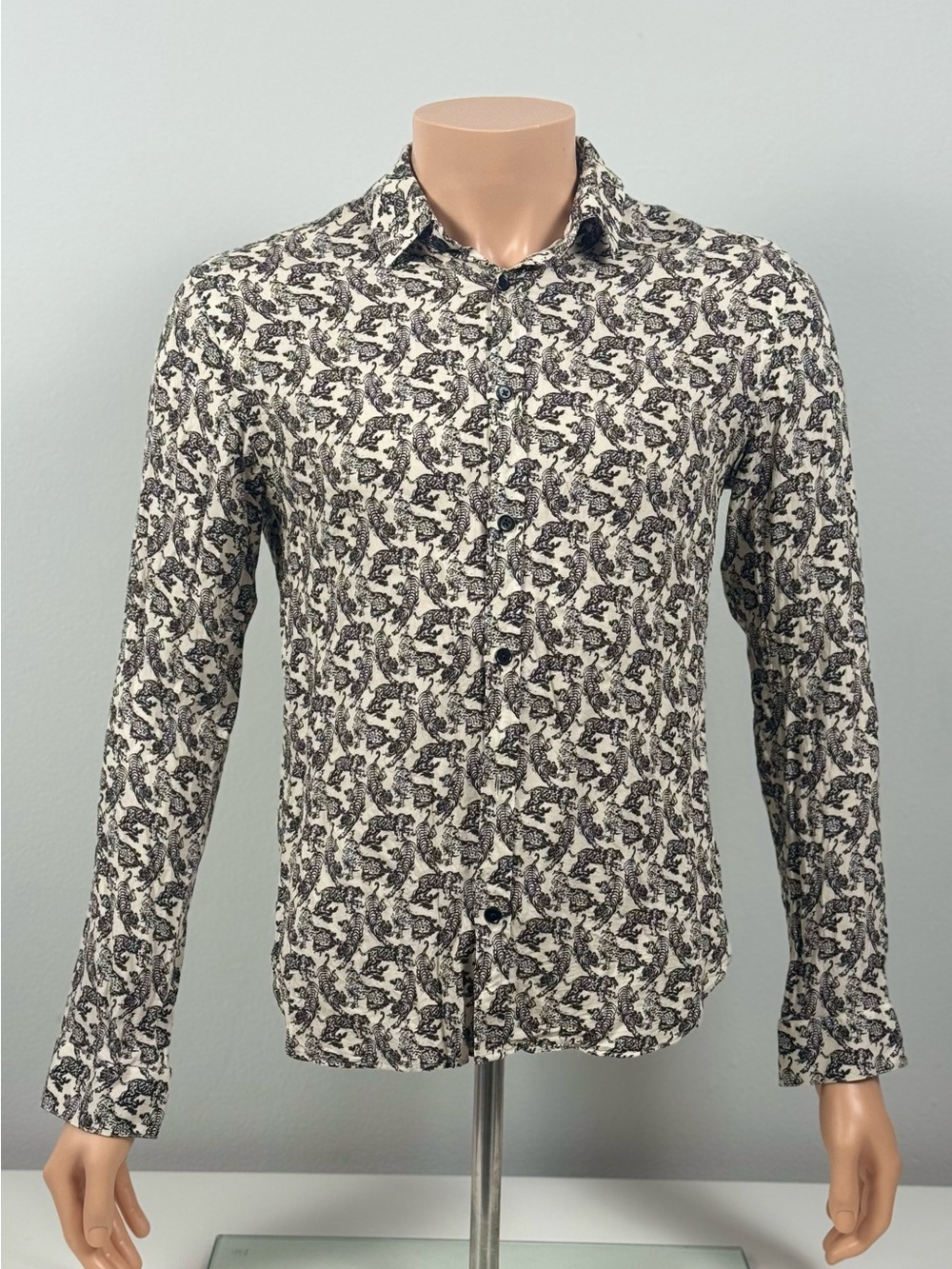 The Kooples Paris Men’s Relaxed Animal Print Shirt Size S